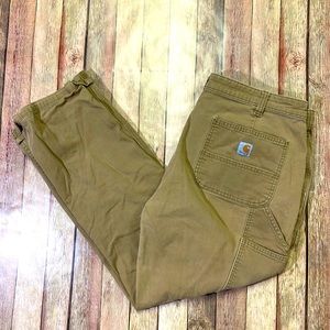 Carhartt womens 16 tan khaki relaxed fit work cargo pants EUC
